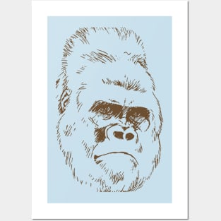 Gorilla Head Line Art Posters and Art